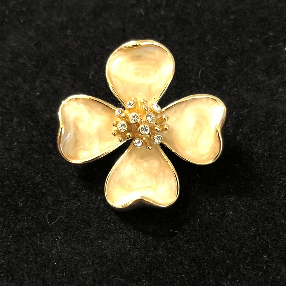 Vintage Rolled Gold Enamel Dogwood Flower Brooch - Style #2019